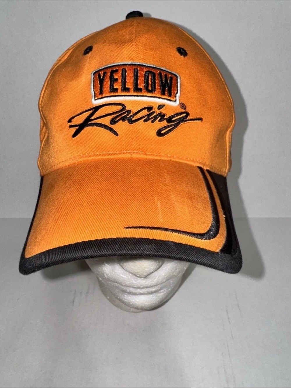 Yellow Trucking Racing Orange Strapback Baseball Hat Cap Embroidered Graphic